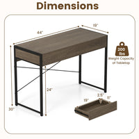 Tangkula Bureau informatique avec 2 tiroirs pour petit espace