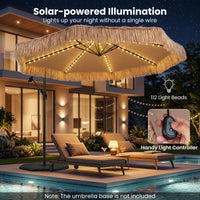 Tangkula 10 FT Solar Tiki Patio Umbrella with 96 Multi-color Flowing LED Lights