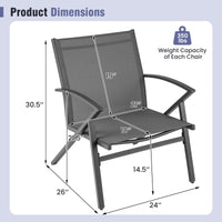 Tangkula Chaise de patio, lot de 2 ou 4, avec cadre en métal robuste