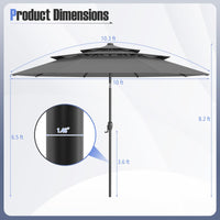 Tangkula 10 FT Solar LED Patio Umbrella 3-Tier Vented Outdoor Market Table Umbrella