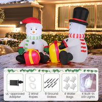Tangkula 5 FT Christmas Inflatables, 2 Cute Blow-up Snowman with Gift Boxes
