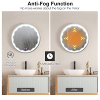 Tangkula 23.5" Round LED Bathroom Mirror