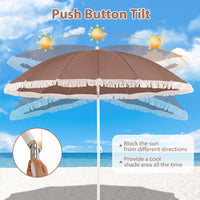 Tangkula 7FT Beach Umbrella with Fringe