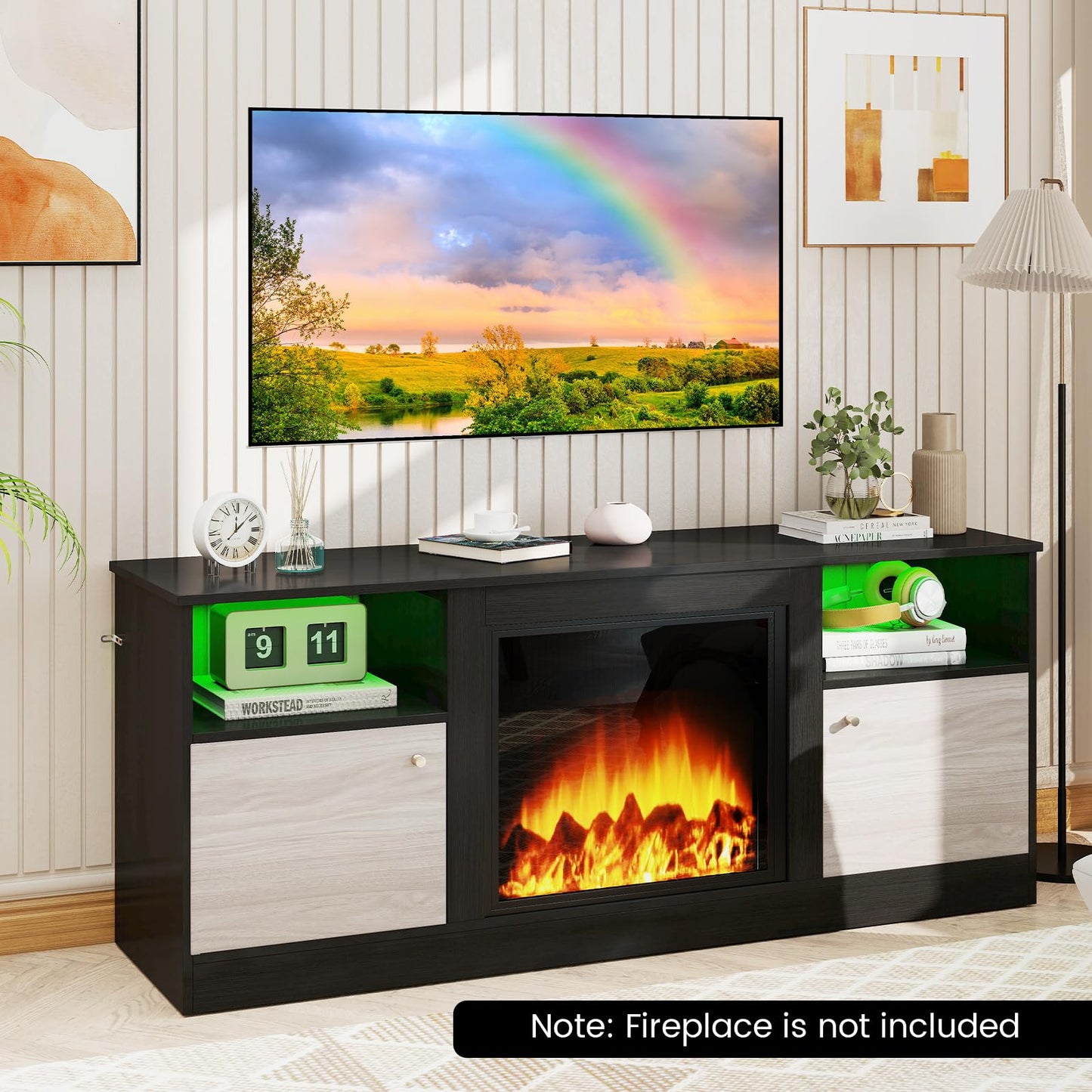 Tangkula TV Stand with LED Lights for 65” TVs