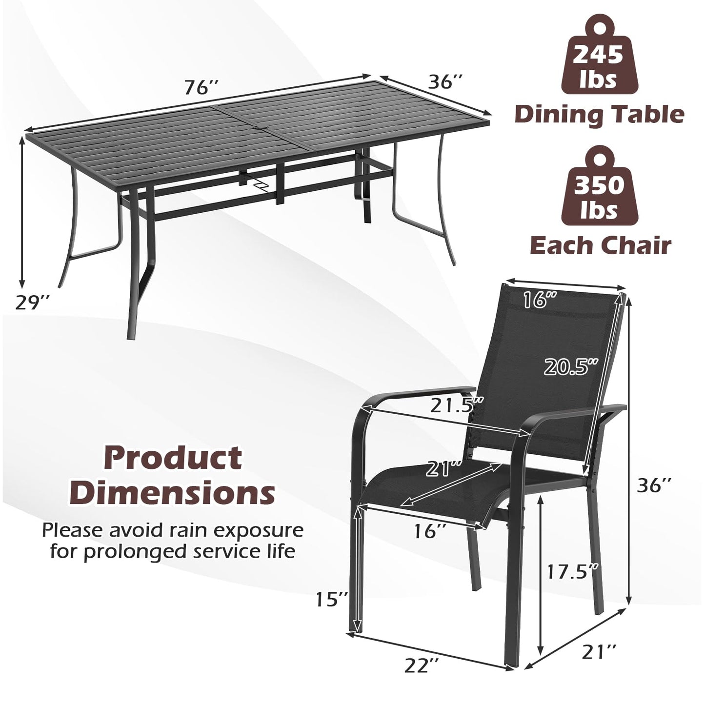 Tangkula 9 Pieces Patio Dining Set for 8
