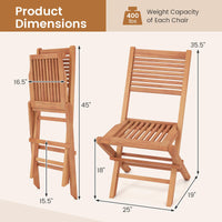 Tangkula Teak Wood Folding Patio Chairs Set of 2/4 ( Slatted Back )