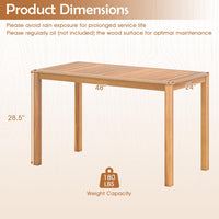 Tangkula Outdoor Acacia Wood Dining Table for 4-6