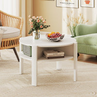 Tangkula 29.5”Round Coffee Table 2-Tier Circle Cocktail Center Table with Storage Shelves