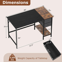 Tangkula 48" Computer Desk with 2 Fabric Drawers