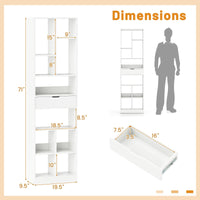 Tangkula 71” Tall Bookcase with Drawer Modern Bookshelf(1/2)