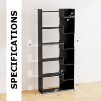 Tangkula 6-Tier Bookshelf | 64”H Tall Open Bookcase with Anti-Tip Kits (1/2)