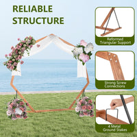 Tangkula 7FT Wedding Arch Heptagon Wooden Arch for Wedding Ceremony