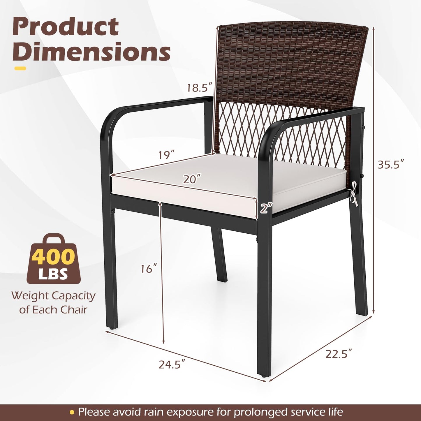 Tangkula PE Wicker Outdoor Dining Chairs Set of 4