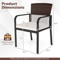Tangkula PE Wicker Outdoor Dining Chairs Set of 4