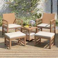 Tangkula Ensemble de 5 meubles de conversation en osier pour jardin