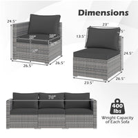 Tangkula 3 Seat Outdoor Modular PE Rattan Patio Cushioned Sectional Couch Furniture Set