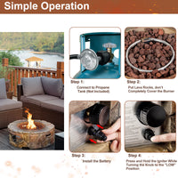 Ensemble de meubles de patio 7 pièces Tangkula avec table brasero au propane de 40 000 BTU (marron)