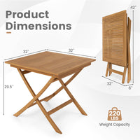 Tangkula 32-Inch Solid Teak Wood Folding Outdoor Table