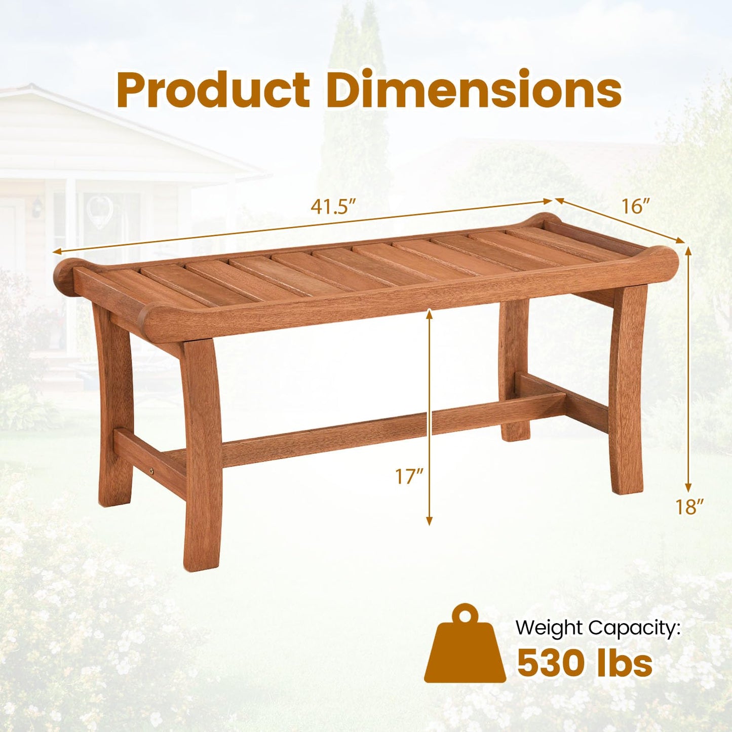 Tangkula 41.5" Outdoor Wood Bench for Park