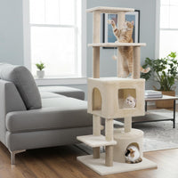 Tangkula 64 Inch Multi-Level Cat Tower with 2 Large Condos & Jute Scratching Posts