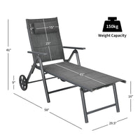 Tangkula Outdoor Folding Padded Lounge Chair W/ 7-Position Backrest