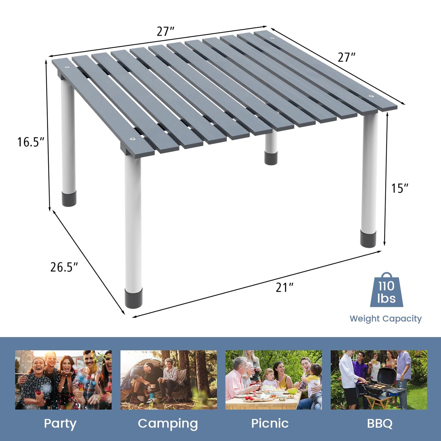 Tangkula Folding Table, Portable Picnic Table with Roll-up Tabletop, Carrying Bag