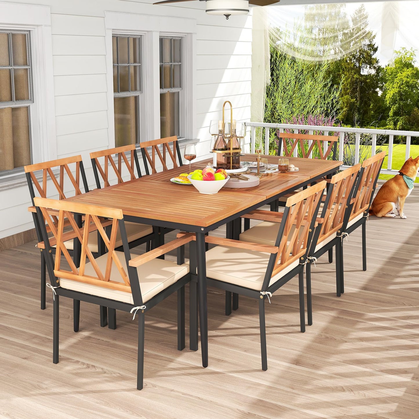 Tangkula Outdoor 9-Piece Patio Dining Set