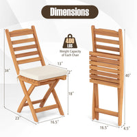 Tangkula Patio Folding Chairs Set, Acacia Wood Slatted Dining Chairs w/Soft Seat Cushion