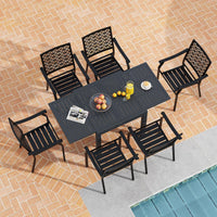 Tangkula 7 Pieces Outdoor Dining Set for 6 with Expandable Table