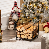 Tangkula Firewood Rack, Indoor Outdoor Heavy Duty Steel Log Holder for Fireplace Wood Storage