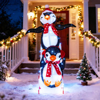 Décoration de Noël Tangkula Scène de toboggan Pingouin illuminé 1,20 m