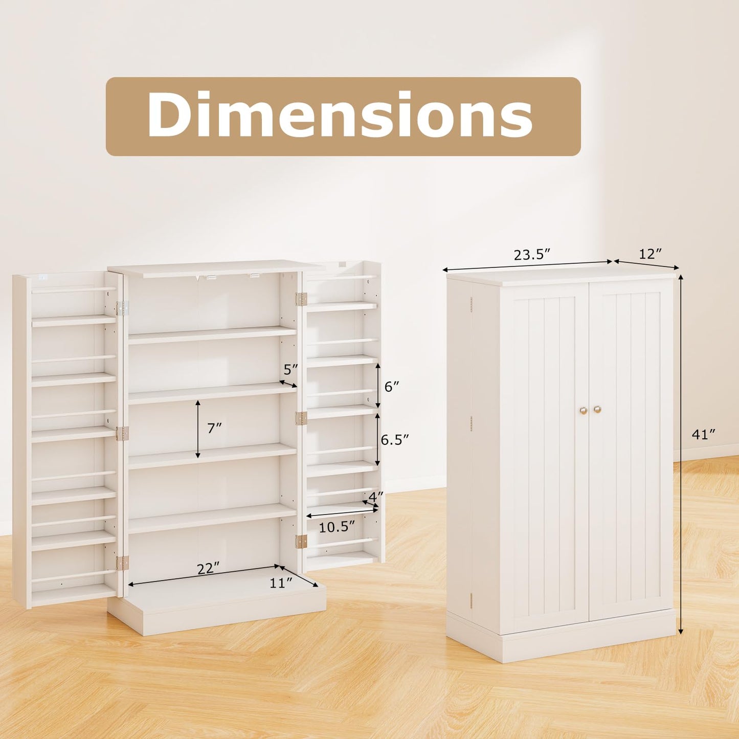 Tangkula Kitchen Pantry Cabinet, 17-Tier Buffet Sideboard with 2 Doors and 6 Adjustable Shelves