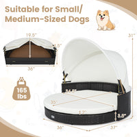 Tangkula Wicker Dog House with Retractable Canopy