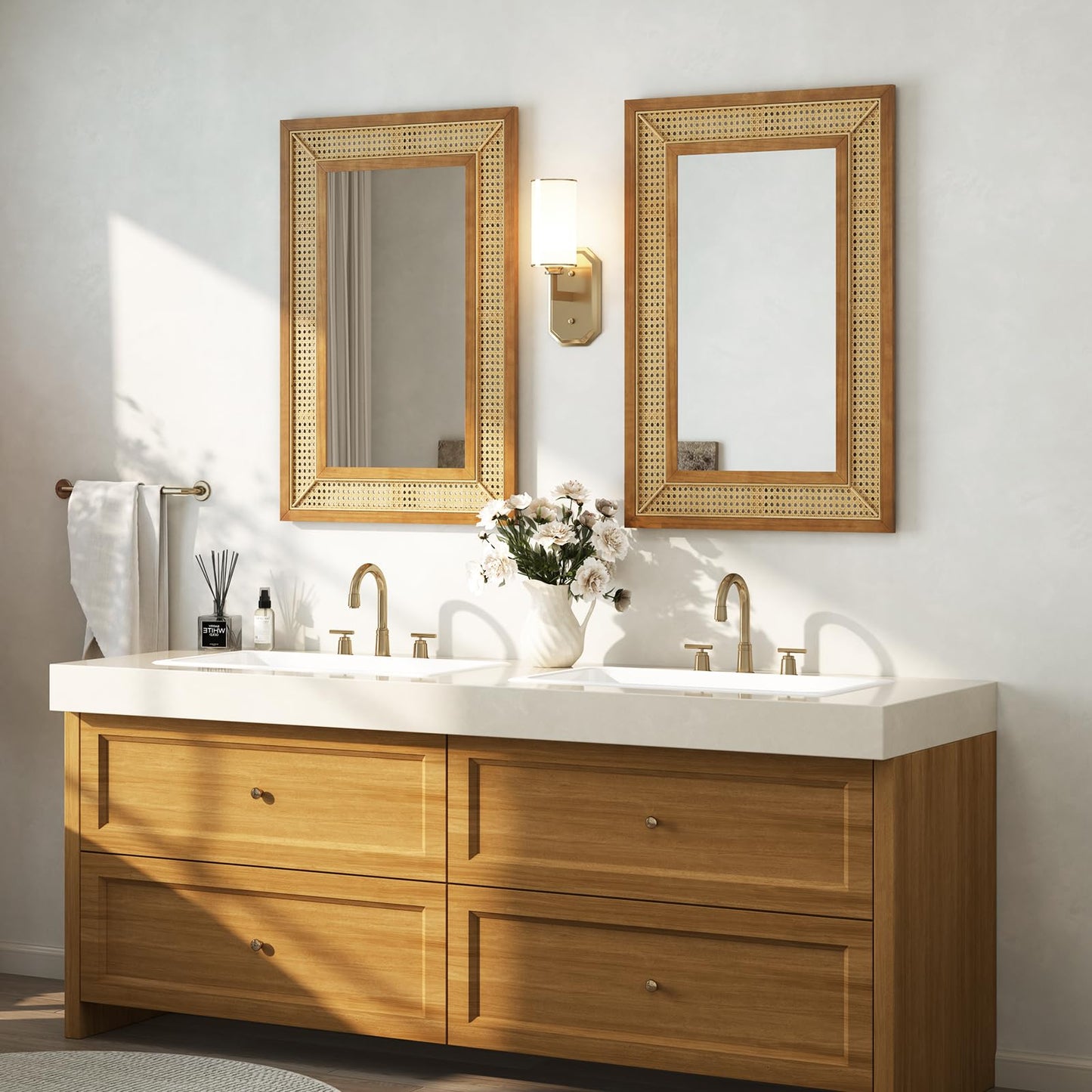 Miroir mural en rotin Tangkula (36"L x 24"l)