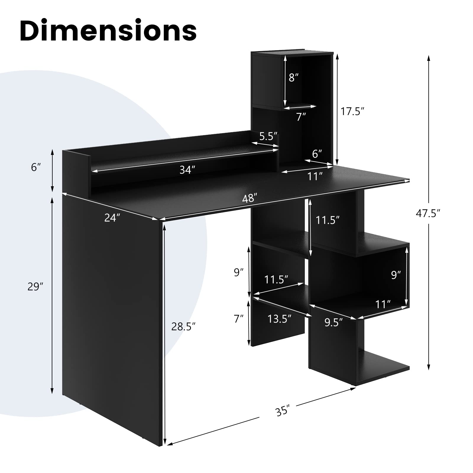 Computer Desk with Storage Bookshelf & Hutch - Tangkula