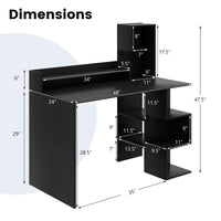 Computer Desk with Storage Bookshelf & Hutch - Tangkula
