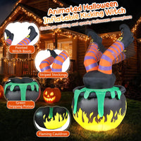 Tangkula 6 FT Animated Halloween Lighted Inflatable Kicking Witch