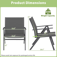 Tangkula Patio Chairs Set of 2/4 with Breathable Mesh Fabric and Metal Frame