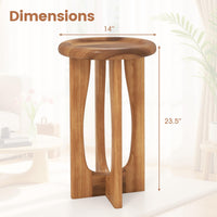 Table d'appoint Tangkula 14" en acajou avec plateau rond et pieds croisés en bois massif