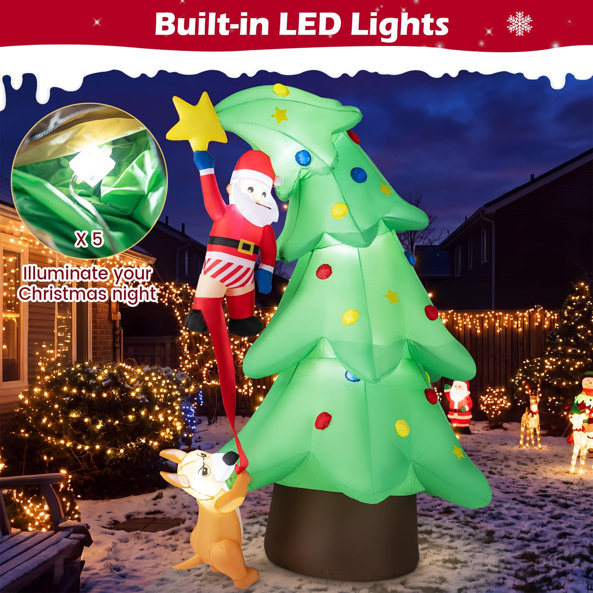 Tangkula 7.6 FT Inflatable Christmas Santa Claus Climbing Tree