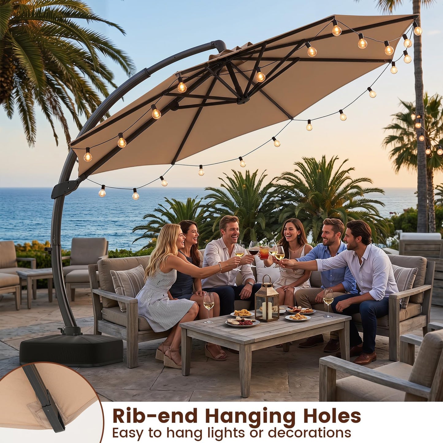 Tangkula 11FT Patio Umbrella with Base Included