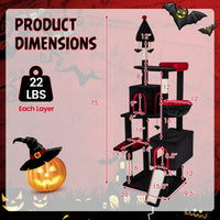 Tangkula 75" Tall Halloween Cat Tower with Sisal Scratching Posts & Ramp