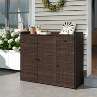 Tangkula Rattan Outdoor Storage Cabinet for Patio Garden Poolside