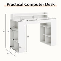 48" White Desk with Storage Bookshelf - Tangkula