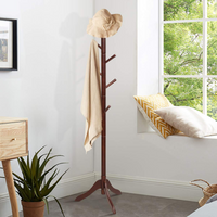 Tangkula Wooden Tree Coat Rack Freestanding, Entryway Coat Stand with 8 Hooks