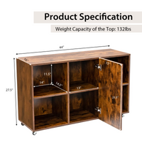 Tangkula Wood File Cabinet with Wheels, Mobile Storage Cabinet with 6 Compartments