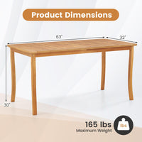 Tangkula 63 inch Outdoor Dining Table with Umbrella Hole