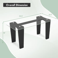 Tangkula Glass Coffee Table, 39.5 Inch Modern Rectangular Center Table with Solid Rubber Wood Leg(Rectangular, Black)