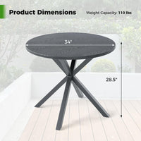 Tangkula Round Patio Dining Table with Wood-Like Top & X-Shaped Legs