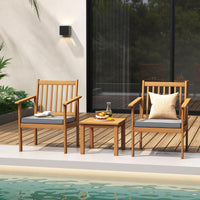Tangkula 3 Pieces Patio Wood Furniture Set